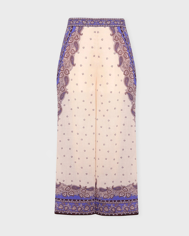Zimmermann Byxor Maxine Wide Leg Cropped Lila 0 (XS-S)