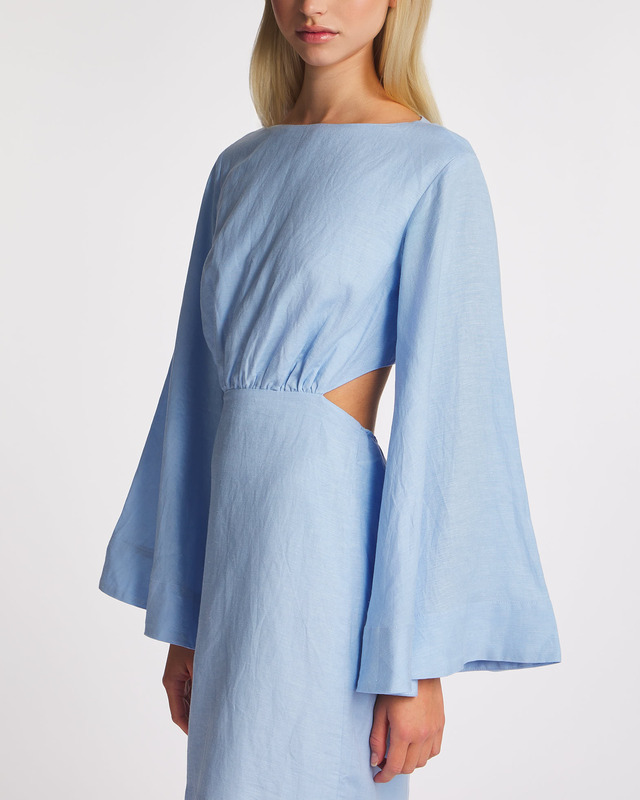 Malina Dress Jette Cut-Out Linen Blend Mini Blue M