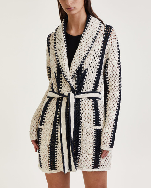 Kofta Geo-Stripe Shawl Svart 1