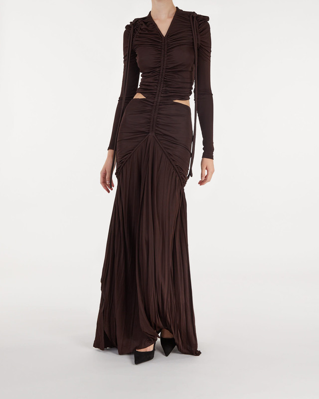 Proenza Schouler Klänning Viscose Jersey Cinched Cut Out Dress Mörkbrun US 12 (EUR 44)