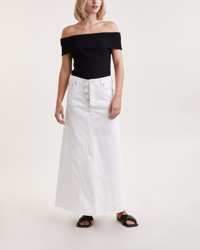Ganni Kjol White Denim Double Fly Maxi  Vit 38