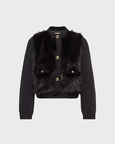 Cardigan Padded Alpaca & Wool Blend Black 1