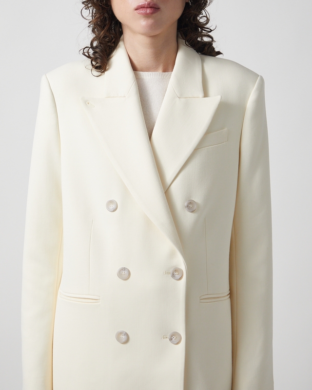 Almada Label  Margot Long Tailored Blazer Creme S