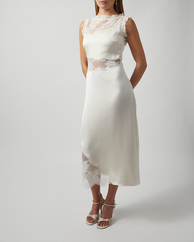Malina Klänning Desire Lace Trimmed Cut Out Midi Vanilj 38