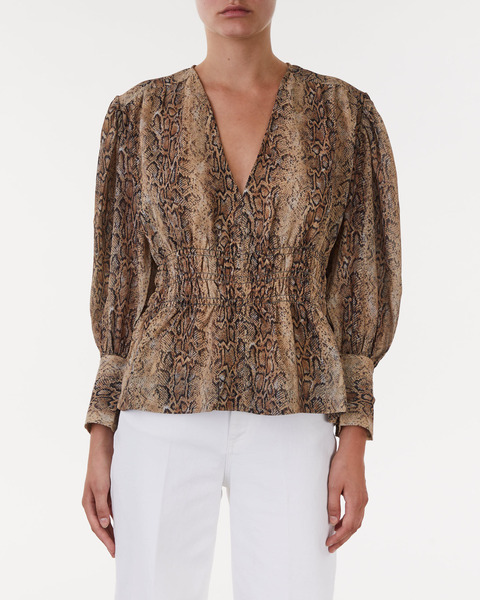 Blus Printed Light Crepe Smock Snake 1