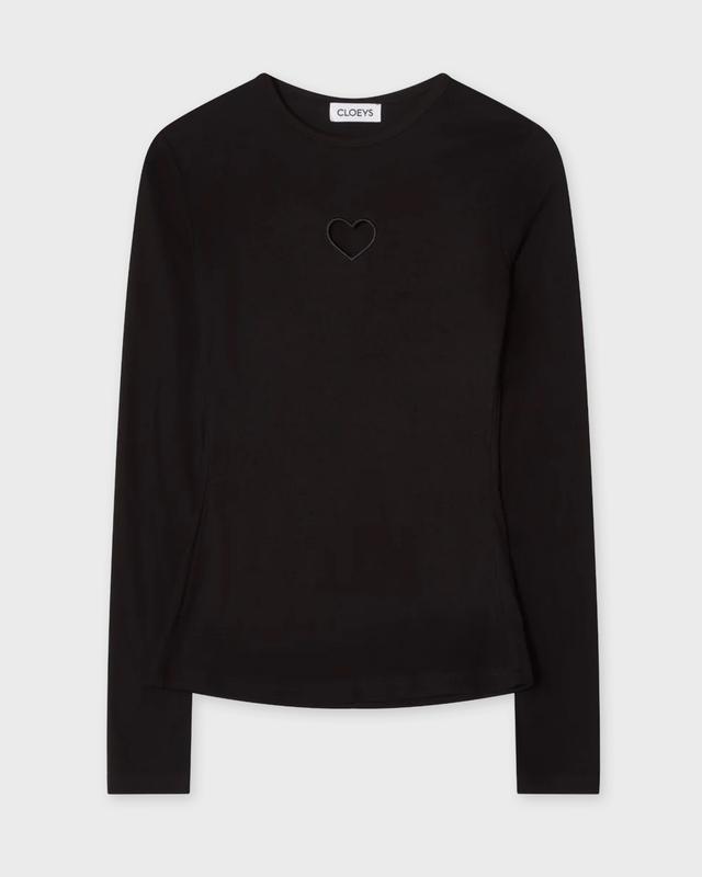CLOEYS T-Shirt Tight Fitted Heart  Black L