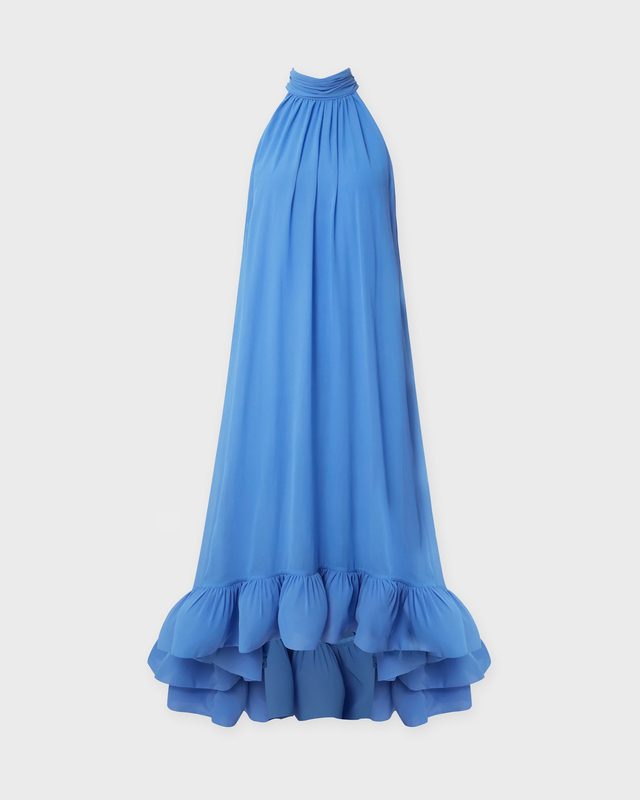 Malina Dress Sabrina Halterneck Ruffled Maxi Blue L