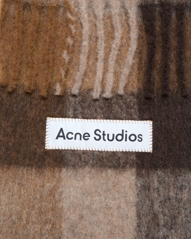 Acne Studios Check Fringe Scarf Brun ONESIZE