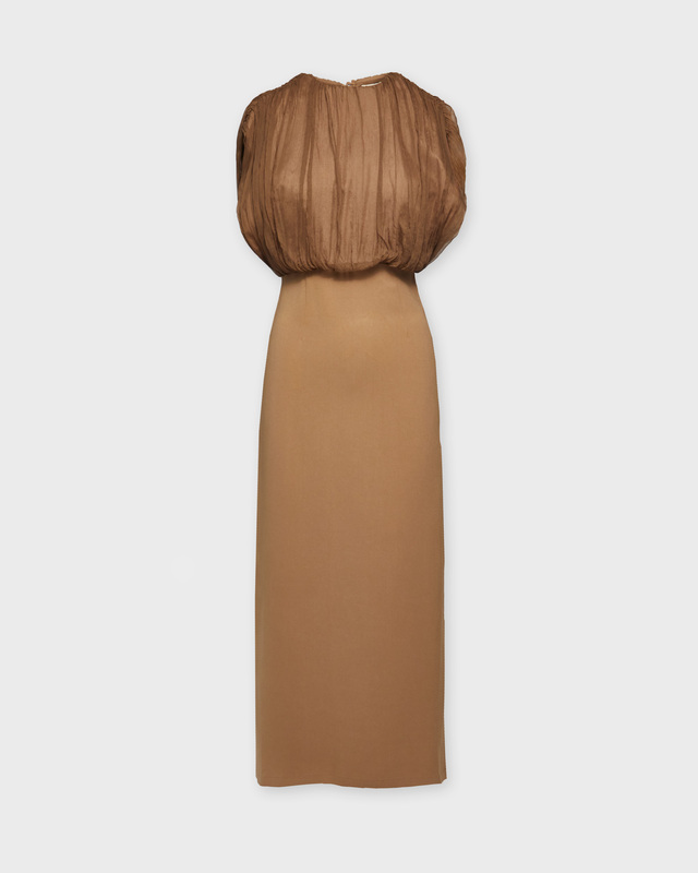 LEONI Dress Void Gathered Silk Valnöt 38