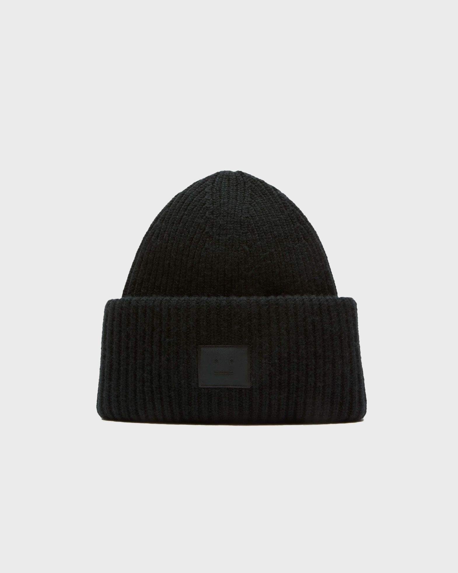 Acne Studios Women's Black Beanie Large Face Logo Onesize