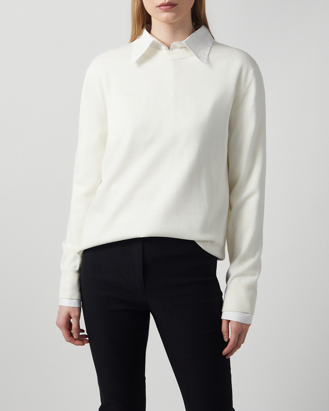 Jil Sander Sweater Midweight Wool Crew-Neck Natural 38