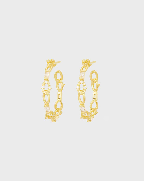 Earring Baguette Chain Hoop Guld ONESIZE 1