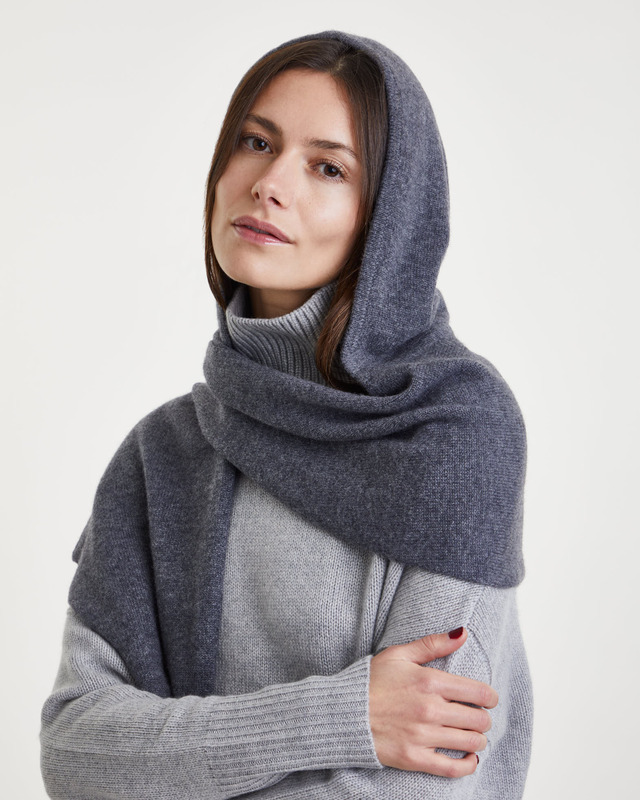 LISA YANG Scarf Rina Hooded Cashmere Granit ONESIZE