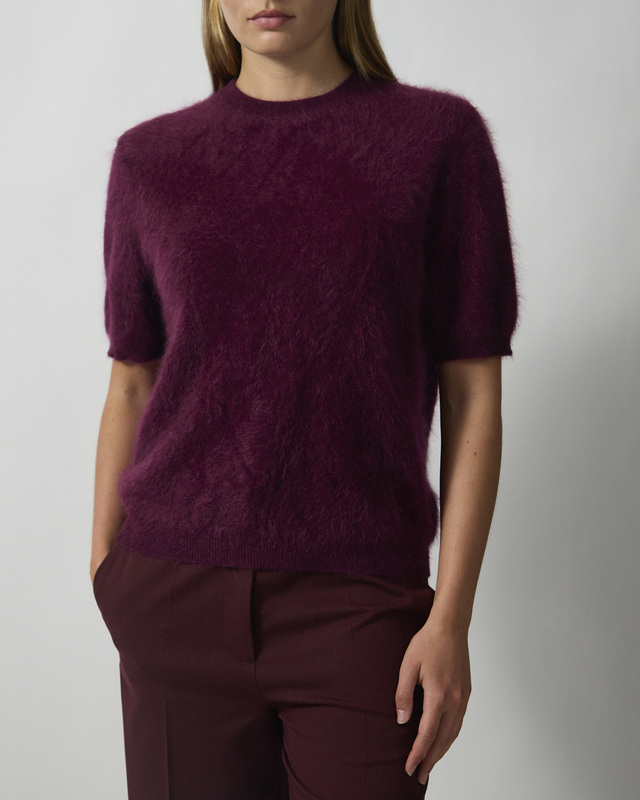 Soft Goat Tröja Brushed Short Sleeve Bordeaux L