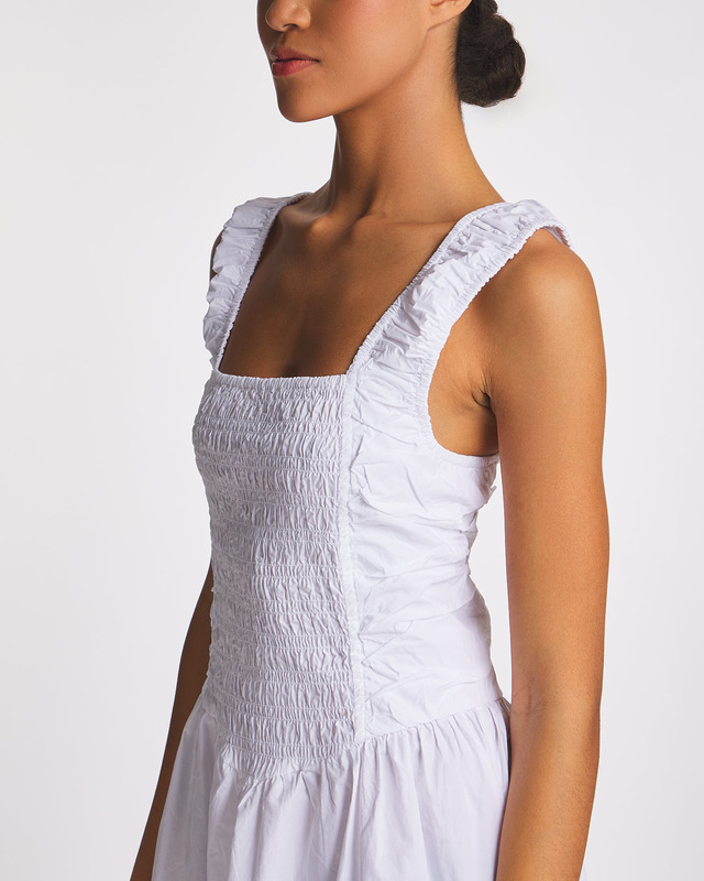 GANNI Klänning Poplin Midi Strap Vit 36