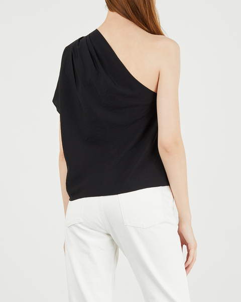 Top One Shoulder Cascade Drape Black 2