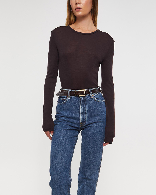 Wakakuu Icons Sweater Crew Neck Merino Wool Mörkbrun S