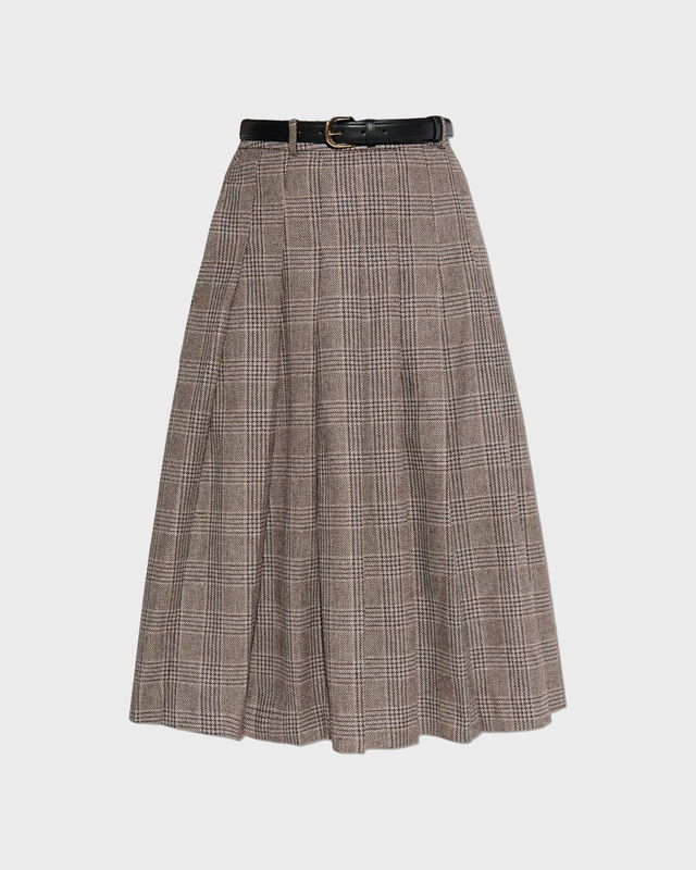Self-Portrait Skirtl Midi Check Pleated Brun UK 14 (EUR 42)