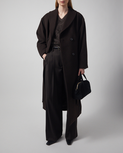 Coat relaxed wool  Chocolate 2