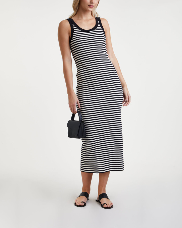 Dagmar Dress Ribbed Tank Svart/vit XL