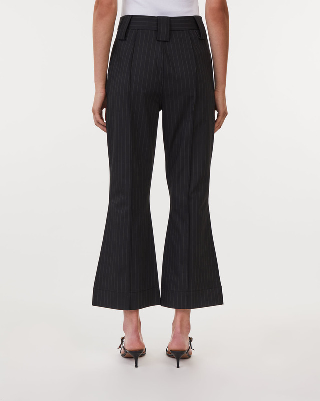 Ganni Trousers Stretch Bootcut High Waist Crop Svart 44