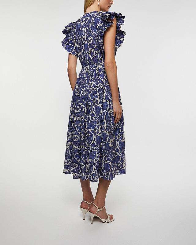 Ulla Johnson Klänning Kairi Flutter Sleeve Midi  Blå US 4 ( EUR 36)