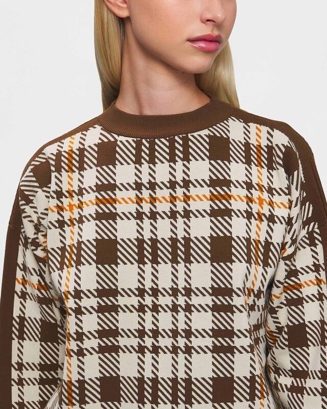 Rodebjer Tröja Reilly Eco Check Brun XS