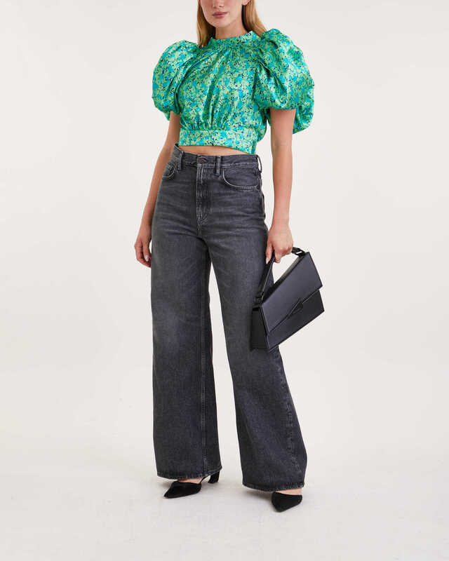 ROTATE Birger Christensen Topp Puff Sleeve Grön 36
