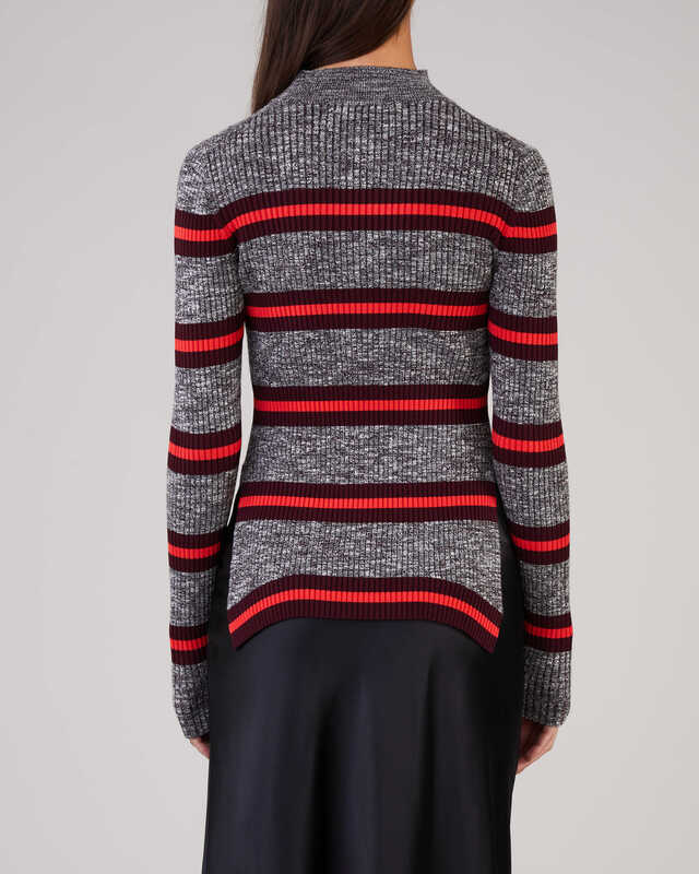 Proenza Schouler Long Sleeve Marled Stripe Sweater Grå M