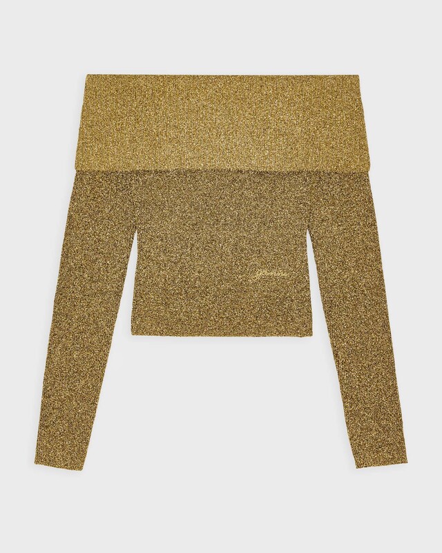 Ganni Top Sparkle Doubleface Knit Guld M