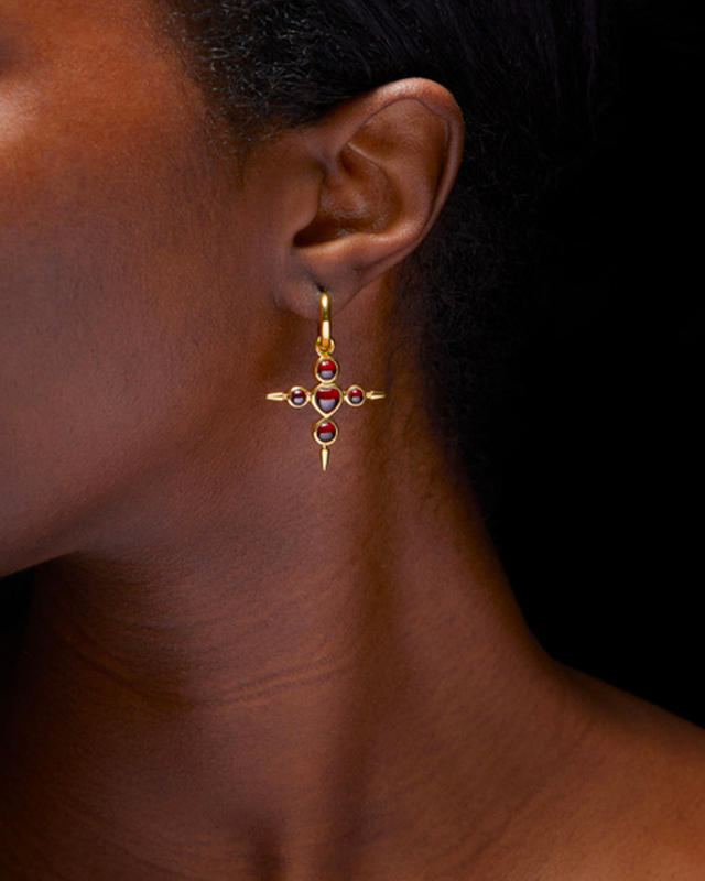 Maria Nilsdotter Earring Empress Garnet Gold Guld ONESIZE