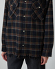 Found Skjorte Raw Cut Fringe Plaid Camp Navy L