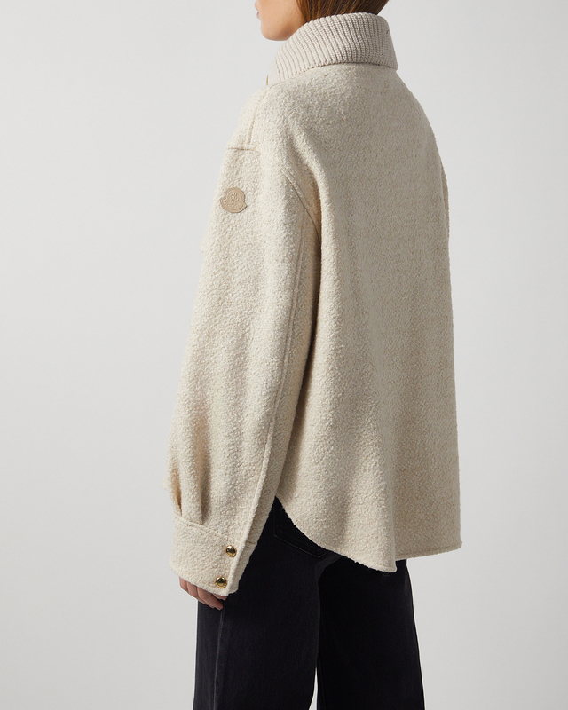 Moncler Jacket Bouclé Wool Blend Zip-Up Beige  IT 46 (EUR 40)