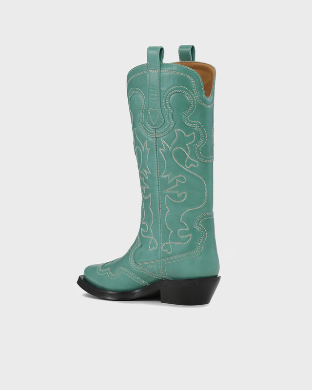 Ganni Mid Shaft Embroidered Boot Green EUR 36