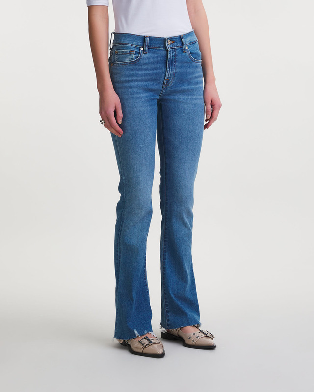 7 For All Mankind Jeans Bootcut Tailorless Diary Distressed Hem Ljusblå 29