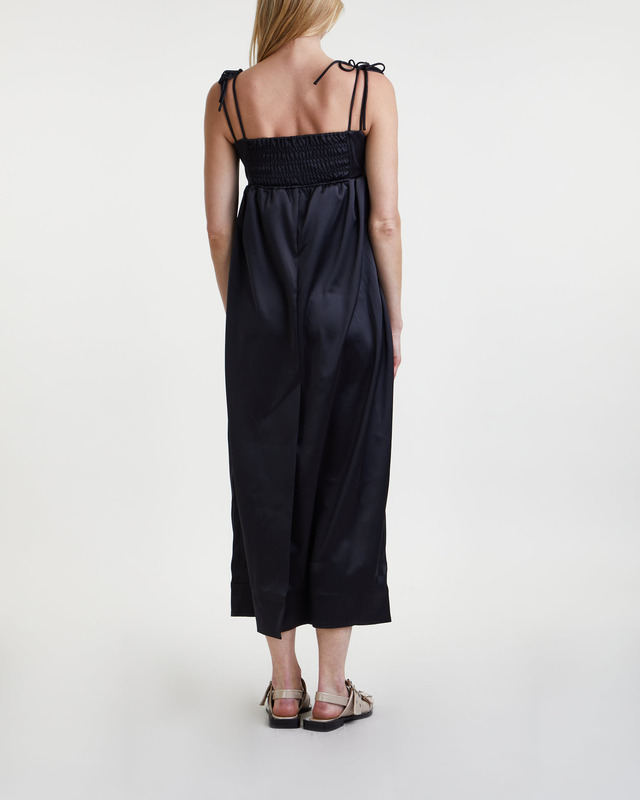 GANNI Klänning Double Satin String Long Svart 36