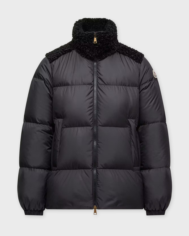 Moncler Jacket Esnaie Teddy-Trimmed  Black MONCLER 2 (M)