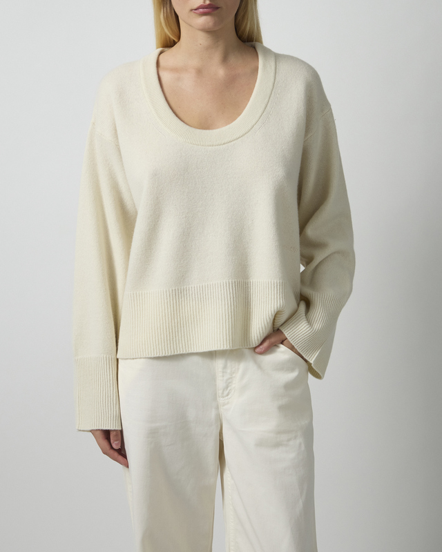 Dagmar Strikkegenser Soft Wool Scoop Knit Krem S