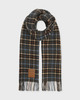 Ganni Scarf Double Face Wool Check  Charcoal ONESIZE