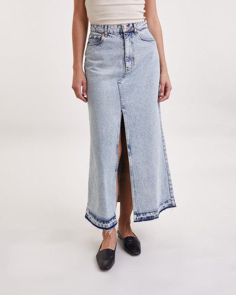 Skirt Long Slit Blå 1