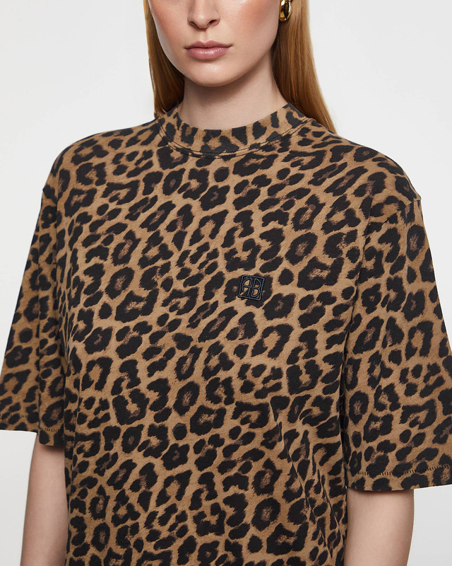 ANINE BING T-Shirt Avi Black and Brown Leopard Leopard M