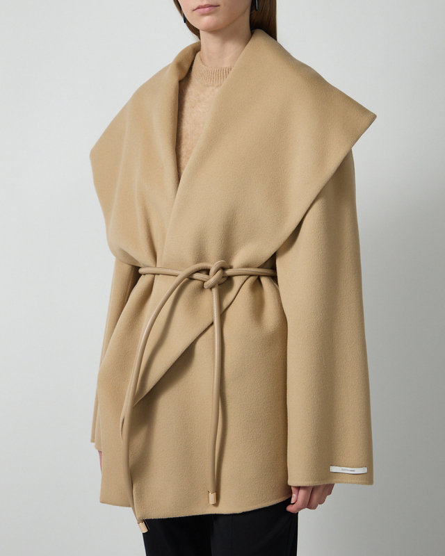 Sportmax Kort kåpe Pure Wool Double Fabric Camel IT 40 (EUR S-M)