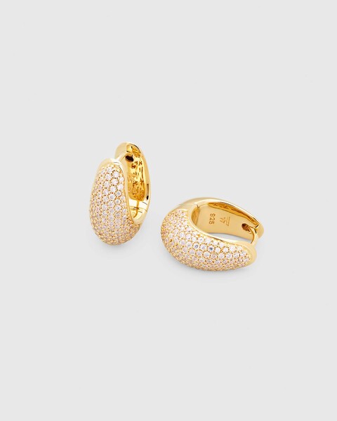 Earring Ice Hoop Small Pave Guld ONESIZE 1