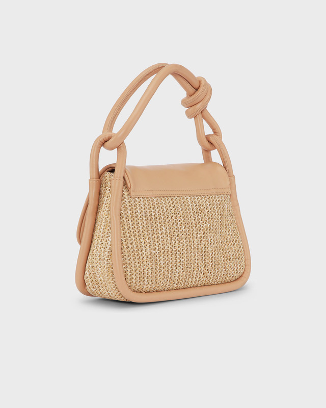 Ganni Bag Knot Flap Over Raffia Tan ONESIZE