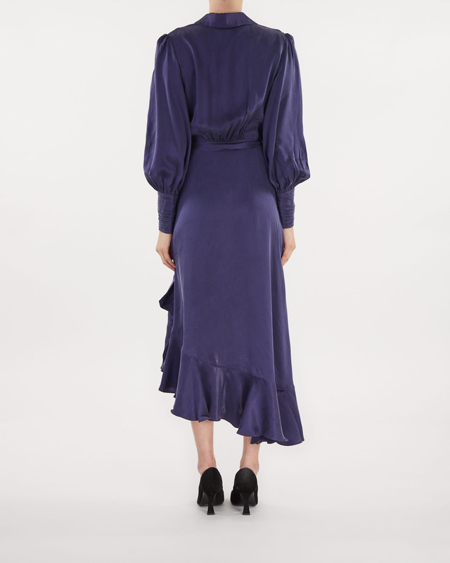Zimmermann Klänning Silk Wrap Midi Navy 3 (L-XL)