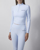 Sporty & Rich Topp Signature Logo Sports Quarter Zip Light Blue S