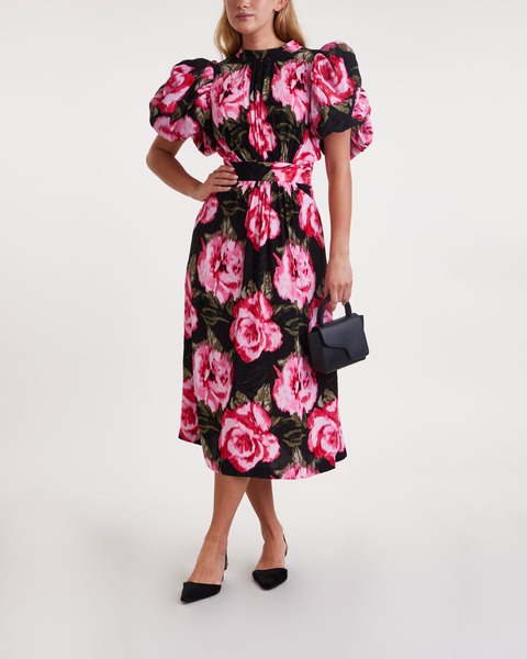 Dress Jacquard Bell Maxi  Svart/rosa  2