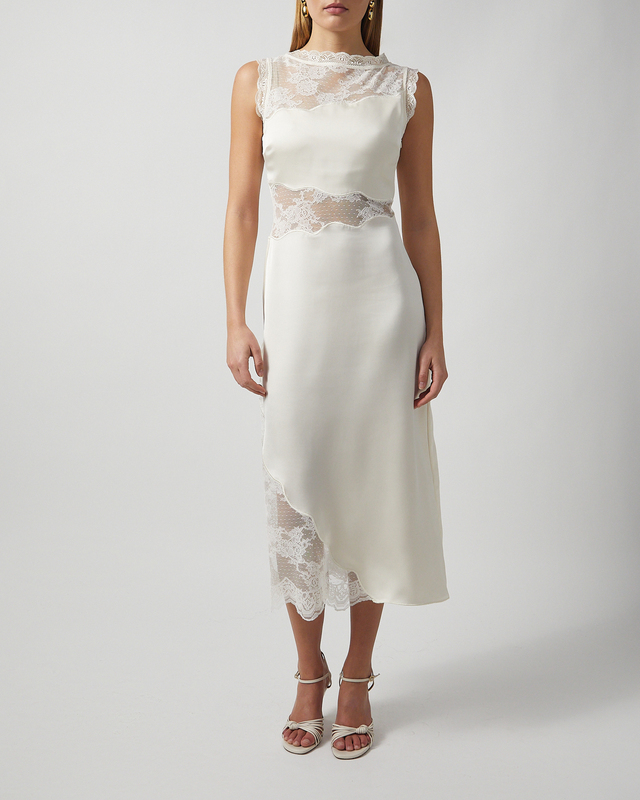 Malina Klänning Desire Lace Trimmed Cut Out Midi Vanilj 38