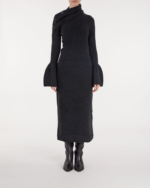 Klänning Midweight Wool Knit Dress Charcoal 1