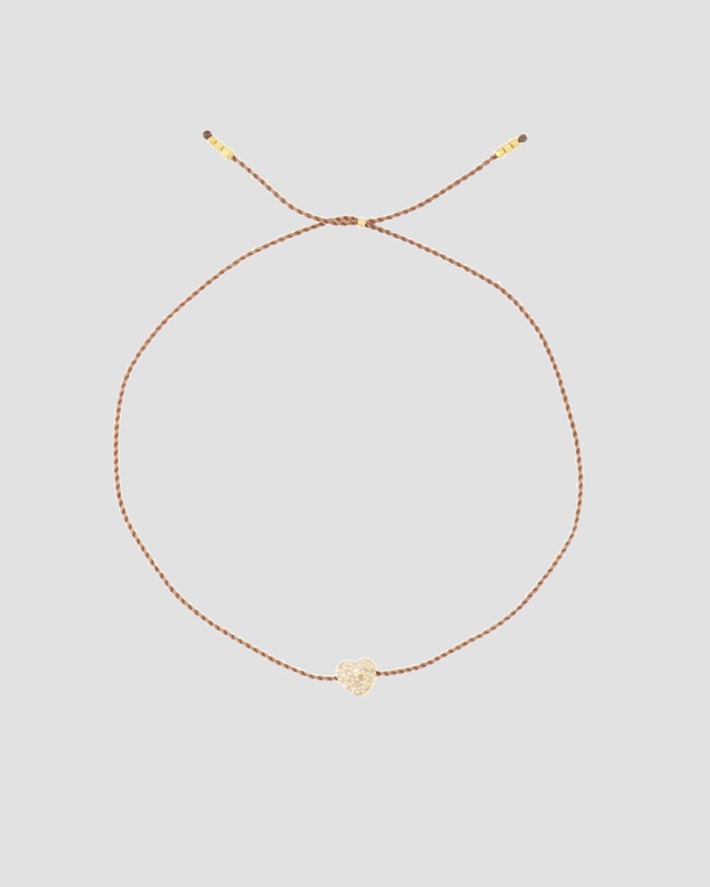 CBYC Braclet Diamond Heart Tiny Guld/beige ONESIZE